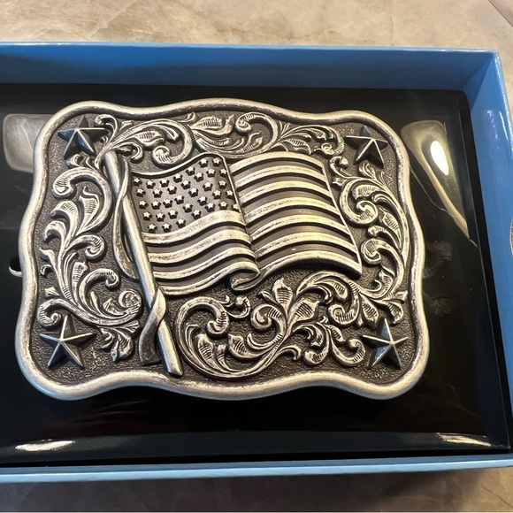 Patriotic Nocona Mens Belt Buckle 3.5 x 2.75 in Flag Western Belt USA Rectangle - Picture 2 of 7
